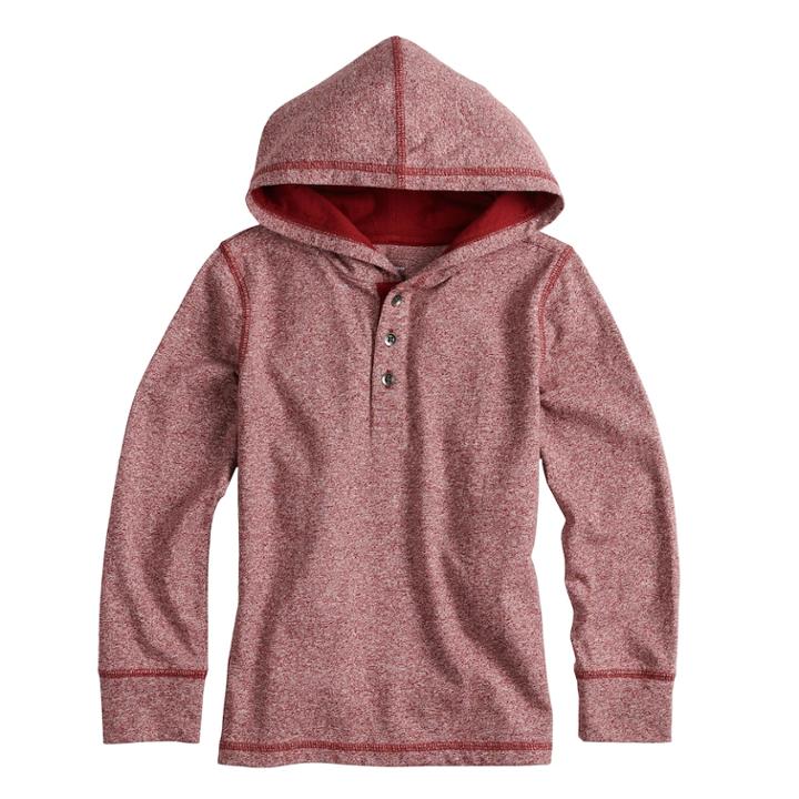 Boys 4-12 Sonoma Goods For Life&trade; Hooded Henley Top, Size: 12, Med Red