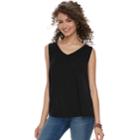 Juniors' So&reg; Pocket V-neck Tank, Teens, Size: Large, Black