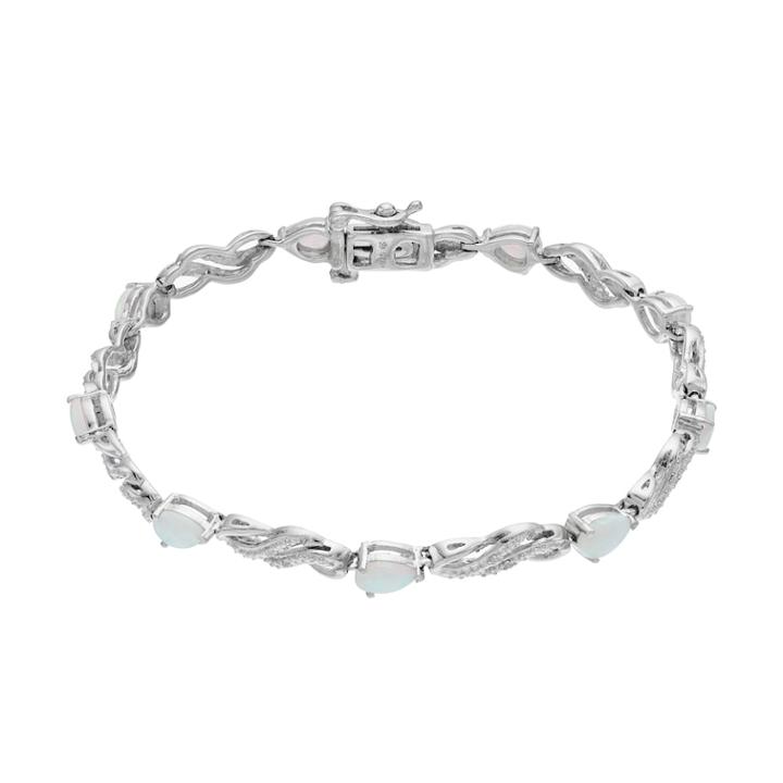 Sterling Silver Lab-created Opal & White Sapphire Bracelet, Women's, Size: 7.5