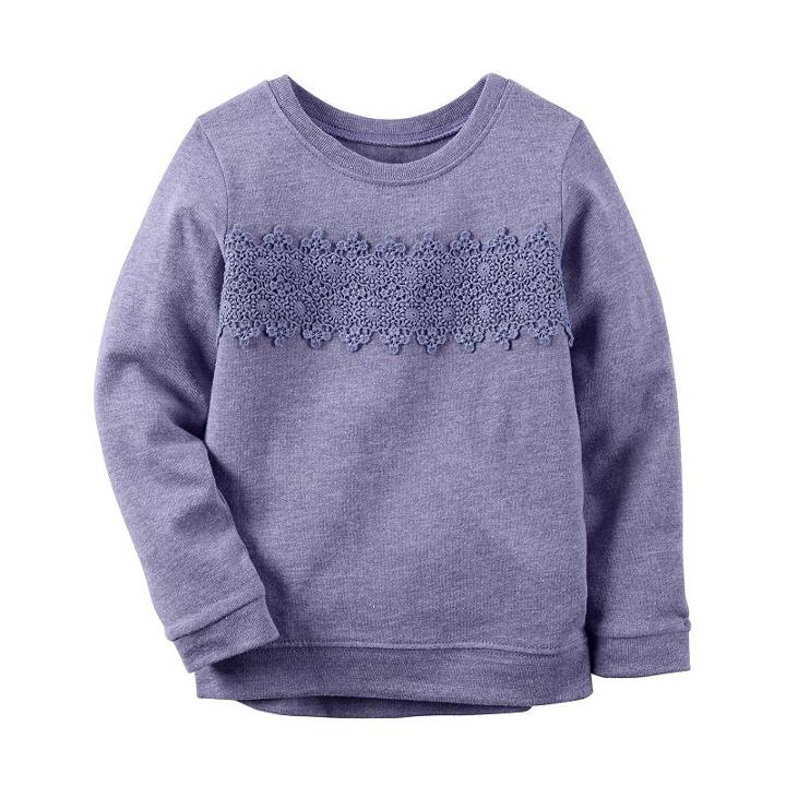 Girls 4-8 Carter's Lace Applique Pullover Top, Size: 4, Purple