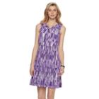 Women's Dana Buchman Printed Lace-up Dress, Size: Small, Purple
