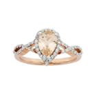 14k Rose Gold Morganite & 1/4 Carat T.w. Diamond Halo Engagement Ring, Women's, Size: 7.50, Pink