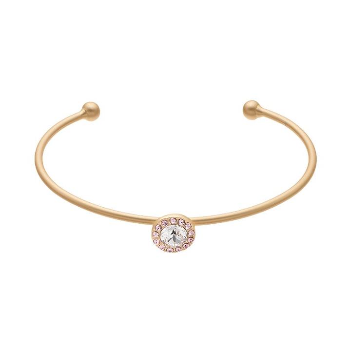 14k Gold Plated Crystal Halo Cuff Bracelet, Women's, Pink