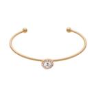 14k Gold Plated Crystal Halo Cuff Bracelet, Women's, Pink