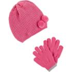Girls 4-14 Carter's Double Pom Hat & Gloves Set, Size: 4-8, Pink