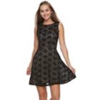 Juniors' Lily Rose Scallop Trim Lace Skater Dress, Teens, Size: Large, Med Grey