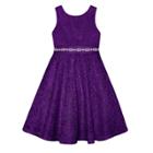 Girls 7-16 American Princess Rhinestone Waist Lace A-lined Dress, Size: 12, Purple