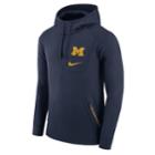 Men's Nike Michigan Wolverines Fly Therma-fit Hoodie, Size: Medium, Blue (navy)