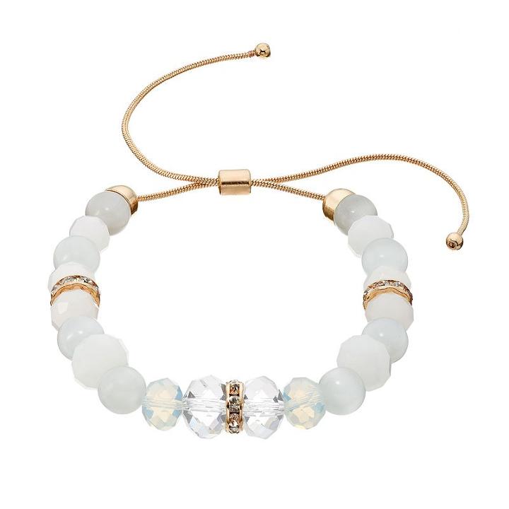 White Beaded Lariat Bracelet, Women's