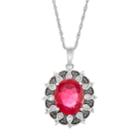 Sterling Silver Lab-created Ruby & Diamond Accent Pendant Necklace, Women's, White