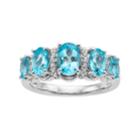 Sterling Silver Swiss Blue Topaz & Cubic Zirconia 5-stone Ring, Women's, Size: 7