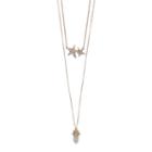 Mudd&reg; Double Star & Simulated Quartz Healing Charm Layered Necklace, Women's, Gold