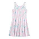 Girls 7-16 So&reg; V-back Patterned Skater Dress, Size: S/7-8, Light Grey