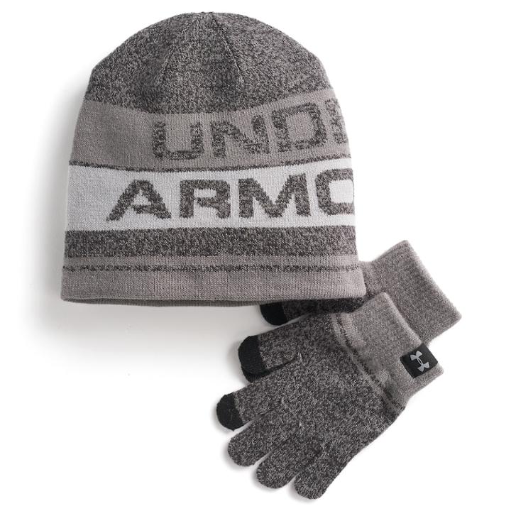 Boys 4-20 Under Armour Beanie & Gloves Set, Black