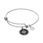 Love This Life I'd Be Lost Without You Compass Disc Charm Bangle Bracelet, Women's, Grey