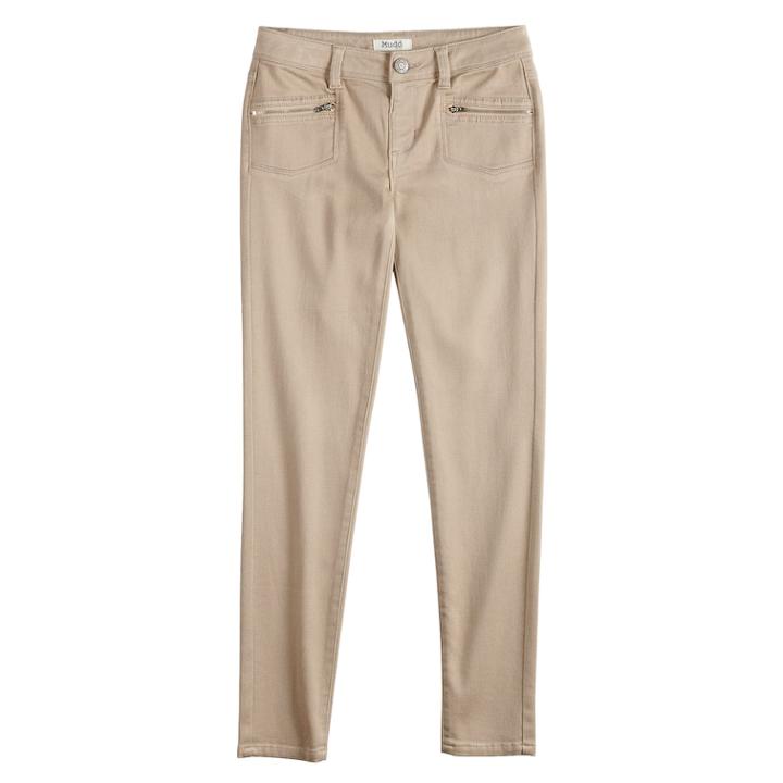 Juniors' Mudd&reg; Zipper Accent Jeggings, Girl's, Size: 12, Med Beige