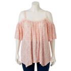 Juniors' Plus Size Mudd&reg; Crochet Off Shoulder Top, Girl's, Size: 2xl, Lt Orange