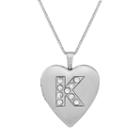 Sterling Silver Crystal Monogram Heart Locket Necklace, Women's, Size: 18, Grey
