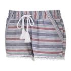 Juniors' Rewind Pom-pom Hem Linen Shorts, Girl's, Size: Xs, White Oth