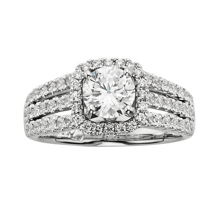 14k White Gold 1 3/4-ct. T.w. Igl Certified Round-cut Diamond Frame Ring, Women's, Size: 6