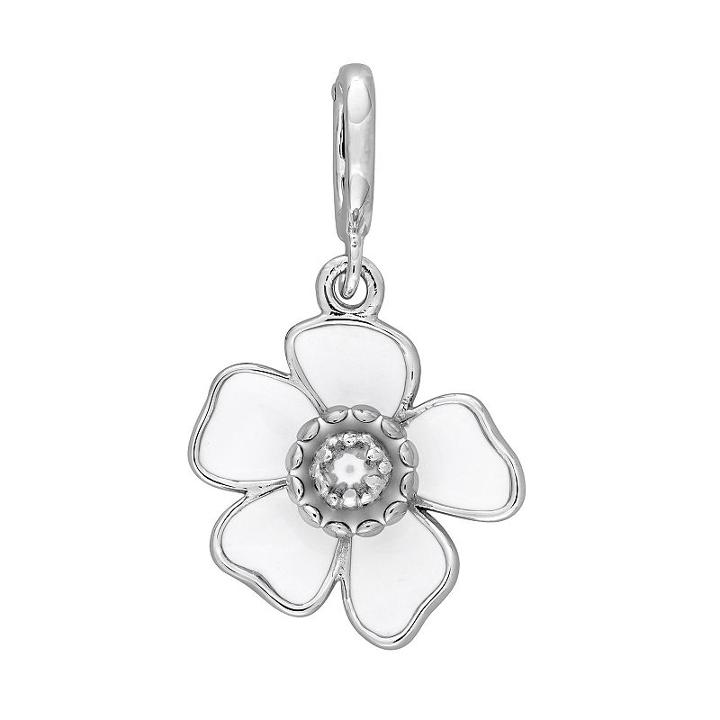 Laura Ashley Botanical Collection Sterling Silver White Flower Charm, Women's, Grey