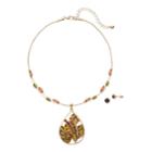 Beaded Multistrand Teardrop Pendant Necklace & Earring Set, Women's, Multicolor