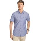 Big & Tall Izod Regular-fit Textured Chambray Button-down Shirt, Men's, Size: L Tall, Dark Blue