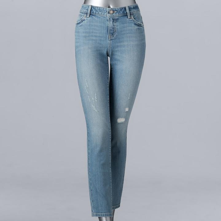 Petite Simply Vera Vera Wang Straight-leg High-waisted Jeans, Women's, Size: 4 Petite, Brt Blue