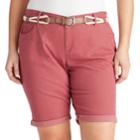 Plus Size Gloria Vanderbilt Joslyn Belted Bermuda Jean Shorts, Women's, Size: 24 W, Light Red