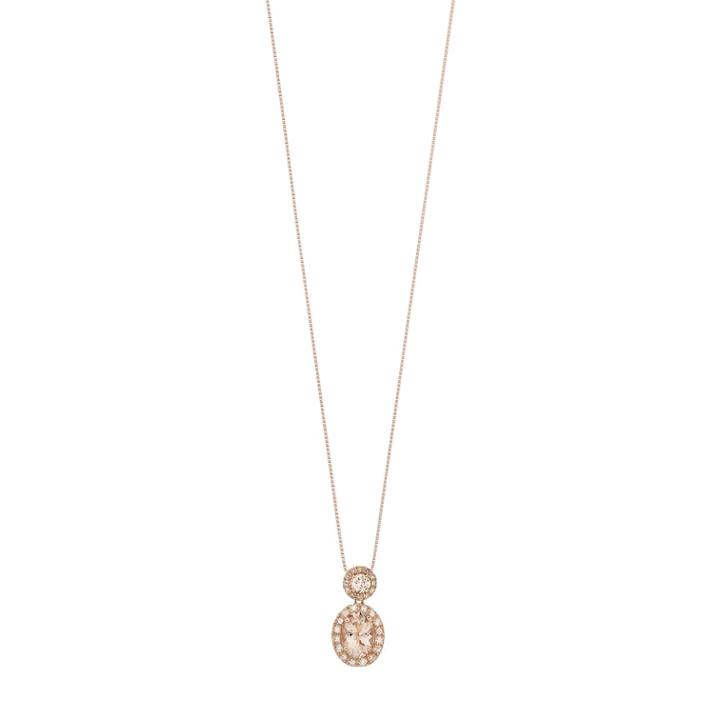 10k Rose Gold 1/6 Carat T.w. Diamond & Morganite Oval Pendant Necklace, Women's, Size: 18, Pink