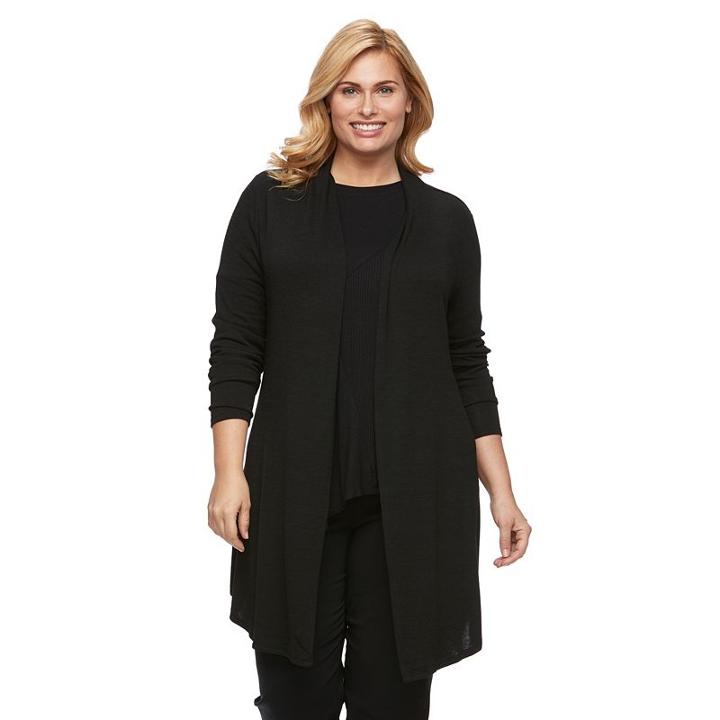Plus Size Apt. 9&reg; Split-back Cardigan, Women's, Size: 0x, Black