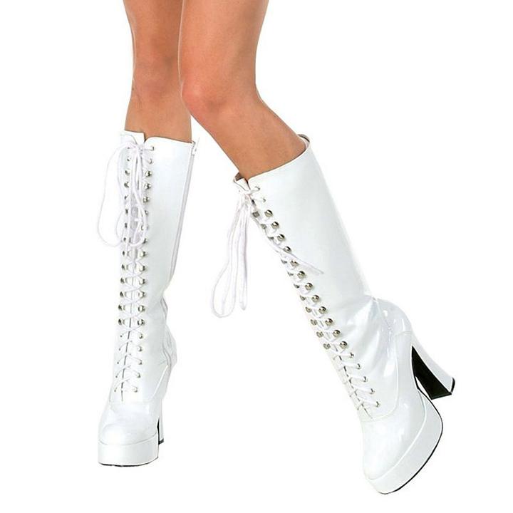 Adult Lace-up Costume Boots, Size: 8, White