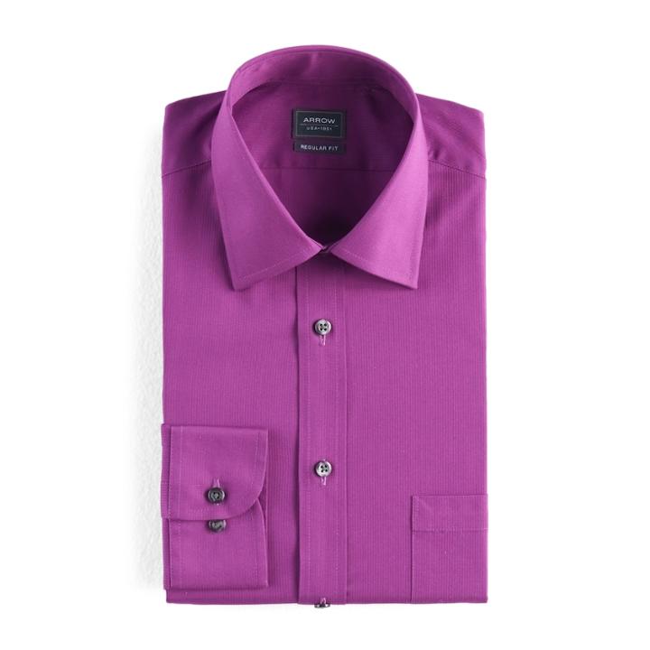Big & Tall Arrow Solid Textured Dress Shirt, Men's, Size: 20 35/6t, Drk Purple