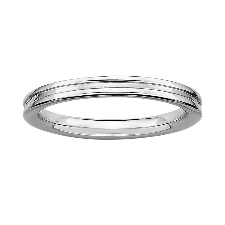 Stacks And Stones Sterling Silver Grooved Stack Ring, Women's, Size: 8, Grey