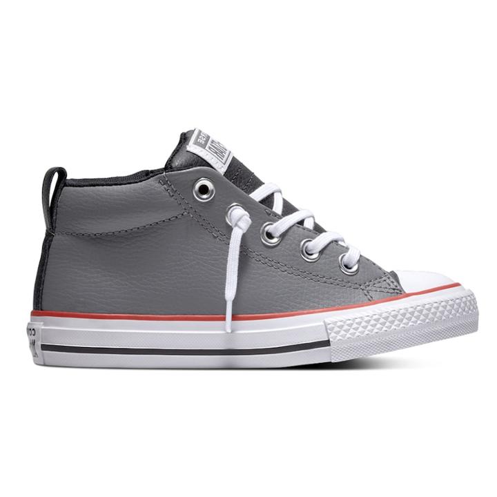 Boys' Converse Chuck Taylor All Star Street Mid Leather Sneakers, Size: 6, Grey