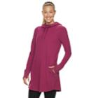 Women's Tek Gear&reg; Hooded Cowlneck Tunic, Size: Medium, Dark Red