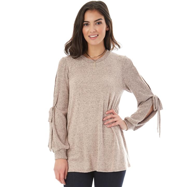Juniors' Iz Byer California Split Sleeve Necklace Top, Teens, Size: Xl, Med Pink