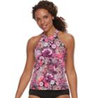 Women's A Shore Fit Hip Minimizer High-neck Tankini Top, Size: 8, Pink
