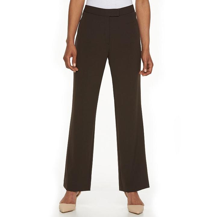 Women's Napa Valley Slimming Solution Straight-leg Pants, Size: 14 Short, Med Brown