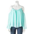 Women's Jennifer Lopez Crinkle Cold-shoulder Top, Size: Xxl, Lt Green
