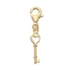 Tfs Jewelry 14k Gold Over Silver Heart Key Charm, Women's, Yellow