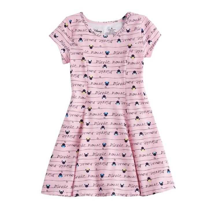 Disney's Minnie Mouse Girls 4-10 Curved Seam Skater Dress By Jumping Beans&reg;, Size: 8, Brt Pink