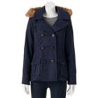 Juniors' Urban Republic Wool Double-breasted Peacoat, Girl's, Size: Medium, Blue (navy)