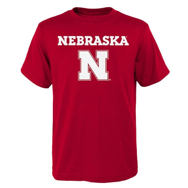 Boys' 4-18 Nebraska Cornhuskers Goal Line Tee, Size: 8-10, Dark Red
