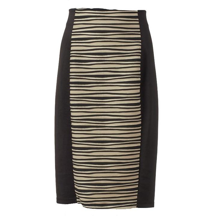 Women's Double Click Wavy Scuba Pencil Skirt, Size: Small, Lt Brown