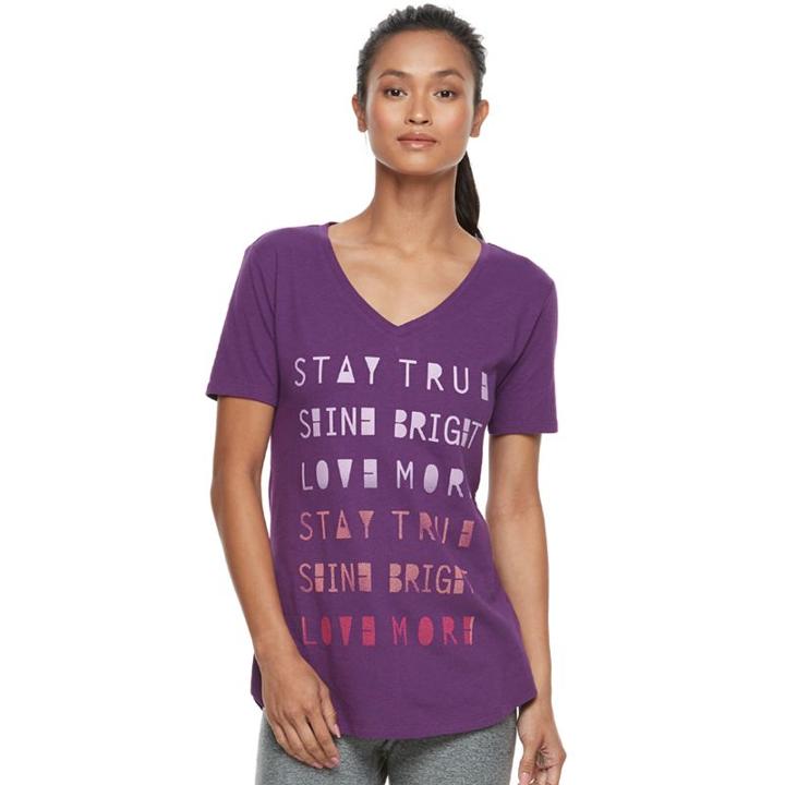 Women's Tek Gear&reg; Dry Tek V-neck Tee, Size: Large, Med Purple