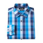 Men's Apt. 9&reg; Slim-fit Premier Flex Collar Plaid Stretch Dress Shirt, Size: 18 36/37, Blue