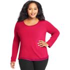 Plus Size Just My Size Lace Trim Long Sleeve Top, Women's, Size: 3xl, Dark Pink