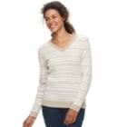 Petite Croft & Barrow&reg; Essential Cable Knit V-neck Sweater, Women's, Size: M Petite, Brt Pink