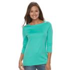 Women's Croft & Barrow&reg; Button-shoulder Top, Size: Xxl, Turquoise/blue (turq/aqua)